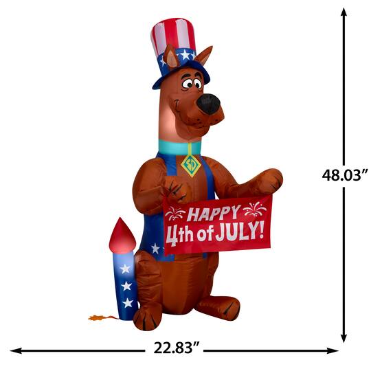 4ft. Airblown® Inflatable Patriotic Scooby Doo™ Independence Day Light Décor